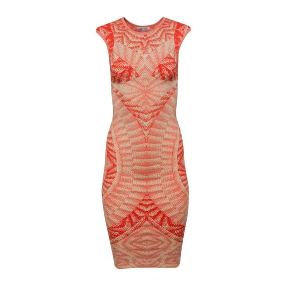 Ronny Kobo Orange Pink Sleeveless Knit Midi Bodycon Dress S - Picture 1 of 7